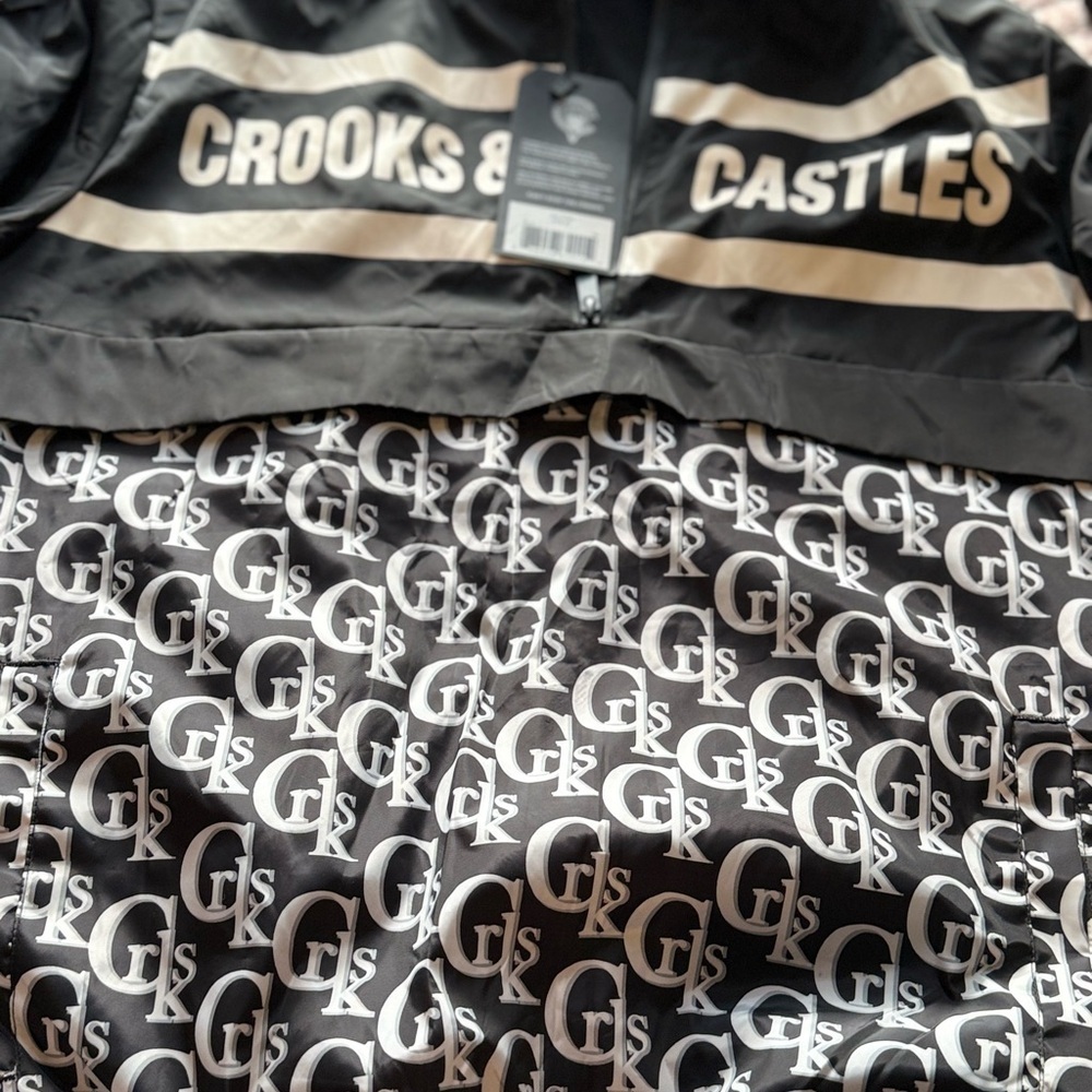 Crooks & Castles Half-Zip Windbreaker Jacket – Black/White - Picture 3 of 11
